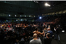 TORONTO, CANADA - SEPTEMBER 21:    (R-L) Opponents Jon "Bones" Jones and Vitor Belfort face off during the UFC 152 weigh in at Mattamy Athletic Centre at the Gardens on September 21, 2012 in Toronto, Ontario, Canada.  (Photo by Josh Hedges/Zuffa LLC/Zuffa LLC via Getty Images)