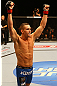 TORONTO, CANADA - SEPTEMBER 22:    Kyle Noke reacts after knockout out Charlie Brenneman during their welterweight bout at UFC 152 inside Air Canada Centre on September 22, 2012 in Toronto, Ontario, Canada.  (Photo by Al Bello/Zuffa LLC/Zuffa LLC via Getty Images)