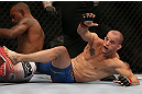 TORONTO, CANADA - SEPTEMBER 22: Mitch Gagnon (R) reacts after defeating Walel Watson by submission during their bantamweight bout at UFC 152 inside Air Canada Centre on September 22, 2012 in Toronto, Ontario, Canada. (Photo by Josh Hedges/Zuffa LLC/Zuffa LLC via Getty Images)