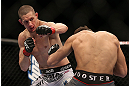 TORONTO, CANADA - SEPTEMBER 22: (L-R) Seth Baczynski punches Simeon Thoresen during their welterweight bout at UFC 152 inside Air Canada Centre on September 22, 2012 in Toronto, Ontario, Canada. (Photo by Josh Hedges/Zuffa LLC/Zuffa LLC via Getty Images)