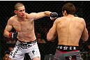 TORONTO, CANADA - SEPTEMBER 22: (L-R) Seth Baczynski punches Simeon Thoresen during their welterweight bout at UFC 152 inside Air Canada Centre on September 22, 2012 in Toronto, Ontario, Canada. (Photo by Al Bello/Zuffa LLC/Zuffa LLC via Getty Images)