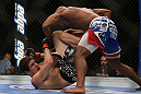TORONTO, CANADA - SEPTEMBER 22: (R-L) Marcus Brimage punches Jimy Hettes during their featherweight bout at UFC 152 inside Air Canada Centre on September 22, 2012 in Toronto, Ontario, Canada. (Photo by Josh Hedges/Zuffa LLC/Zuffa LLC via Getty Images)