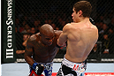 TORONTO, CANADA - SEPTEMBER 22: (L-R) Marcus Brimage punches Jimy Hettes during their featherweight bout at UFC 152 inside Air Canada Centre on September 22, 2012 in Toronto, Ontario, Canada. (Photo by Al Bello/Zuffa LLC/Zuffa LLC via Getty Images)