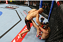TORONTO, CANADA - SEPTEMBER 22: (L-R) Sean Pierson punches Lance Benoist during their welterweight bout at UFC 152 inside Air Canada Centre on September 22, 2012 in Toronto, Ontario, Canada. (Photo by Al Bello/Zuffa LLC/Zuffa LLC via Getty Images)