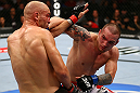 TORONTO, CANADA - SEPTEMBER 22: (R-L) Lance Benoist punches Sean Pierson during their welterweight bout at UFC 152 inside Air Canada Centre on September 22, 2012 in Toronto, Ontario, Canada. (Photo by Al Bello/Zuffa LLC/Zuffa LLC via Getty Images)