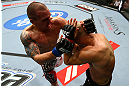 TORONTO, CANADA - SEPTEMBER 22: (L-R) Lance Benoist punches Sean Pierson during their welterweight bout at UFC 152 inside Air Canada Centre on September 22, 2012 in Toronto, Ontario, Canada. (Photo by Al Bello/Zuffa LLC/Zuffa LLC via Getty Images)