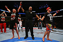 TORONTO, CANADA - SEPTEMBER 22: T.J. Grant (L) reacts after defeating Evan Dunham during their lightweight bout at UFC 152 inside Air Canada Centre on September 22, 2012 in Toronto, Ontario, Canada. (Photo by Al Bello/Zuffa LLC/Zuffa LLC via Getty Images)