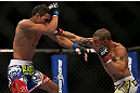 TORONTO, CANADA - SEPTEMBER 22: (R-L) Cub Swanson punches Charles Oliveira during their featherweight bout at UFC 152 inside Air Canada Centre on September 22, 2012 in Toronto, Ontario, Canada. (Photo by Josh Hedges/Zuffa LLC/Zuffa LLC via Getty Images)