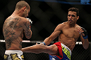 TORONTO, CANADA - SEPTEMBER 22: (R-L) Charles Oliveira kicks Cub Swanson during their featherweight bout at UFC 152 inside Air Canada Centre on September 22, 2012 in Toronto, Ontario, Canada. (Photo by Josh Hedges/Zuffa LLC/Zuffa LLC via Getty Images)