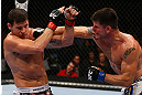TORONTO, CANADA - SEPTEMBER 22: (R-L) Brian Stann punches Michael Bisping during their middleweight bout at UFC 152 inside Air Canada Centre on September 22, 2012 in Toronto, Ontario, Canada. (Photo by Al Bello/Zuffa LLC/Zuffa LLC via Getty Images)