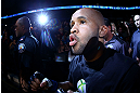 TORONTO, CANADA - SEPTEMBER 22: Demetrious Johnson enters the arena before his flyweight championship bout against Joseph Benavidez at UFC 152 inside Air Canada Centre on September 22, 2012 in Toronto, Ontario, Canada. (Photo by Al Bello/Zuffa LLC/Zuffa LLC via Getty Images)