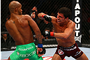 TORONTO, CANADA - SEPTEMBER 22: (R-L) Joseph Benavidez delivers an elbow against Demetrious Johnson during their flyweight championship bout at UFC 152 inside Air Canada Centre on September 22, 2012 in Toronto, Ontario, Canada. (Photo by Al Bello/Zuffa LLC/Zuffa LLC via Getty Images)