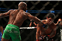 TORONTO, CANADA - SEPTEMBER 22:    (L-R) Demetrious Johnson punches Joseph Benavidez during their flyweight championship bout at UFC 152 inside Air Canada Centre on September 22, 2012 in Toronto, Ontario, Canada.  (Photo by Josh Hedges/Zuffa LLC/Zuffa LLC via Getty Images)