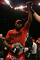 TORONTO, CANADA - SEPTEMBER 22: Jon Jones reacts after defeating Vitor Belfort during their light heavyweight championship bout at UFC 152 inside Air Canada Centre on September 22, 2012 in Toronto, Ontario, Canada. (Photo by Al Bello/Zuffa LLC/Zuffa LLC via Getty Images)