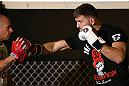 NOTTINGHAM, ENGLAND - SEPTEMBER 26:    Stipe Miocic works out for the media during an open workout session at Gym Combat on September 26, 2012 in Nottingham, England.  (Photo by Josh Hedges/Zuffa LLC/Zuffa LLC via Getty Images)