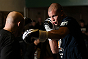 NOTTINGHAM, ENGLAND - SEPTEMBER 26:    Stefan Struve works out for the media during an open workout session at Gym Combat on September 26, 2012 in Nottingham, England.  (Photo by Josh Hedges/Zuffa LLC/Zuffa LLC via Getty Images)