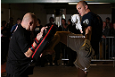NOTTINGHAM, ENGLAND - SEPTEMBER 26:    Stefan Struve works out for the media during an open workout session at Gym Combat on September 26, 2012 in Nottingham, England.  (Photo by Josh Hedges/Zuffa LLC/Zuffa LLC via Getty Images)