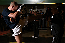 NOTTINGHAM, ENGLAND - SEPTEMBER 26:    Stefan Struve works out for the media during an open workout session at Gym Combat on September 26, 2012 in Nottingham, England.  (Photo by Josh Hedges/Zuffa LLC/Zuffa LLC via Getty Images)