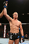 NOTTINGHAM, ENGLAND - SEPTEMBER 29:  Gunnar Nelson reacts after defeating DaMarques Johnson during their catchweight fight at the UFC on Fuel TV event at Capital FM Arena on September 29, 2012 in Nottingham, England.  (Photo by Josh Hedges/Zuffa LLC/Zuffa LLC via Getty Images)
