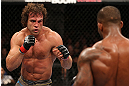 NOTTINGHAM, ENGLAND - SEPTEMBER 29:  (L-R) Kyle Kingsbury squares off with Jimi Manuwa during their light heavyweight fight at the UFC on Fuel TV event at Capital FM Arena on September 29, 2012 in Nottingham, England.  (Photo by Josh Hedges/Zuffa LLC/Zuffa LLC via Getty Images)