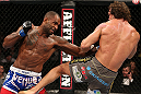 NOTTINGHAM, ENGLAND - SEPTEMBER 29:  (L-R) Jimi Manuwa punches Kyle Kingsbury during their light heavyweight fight at the UFC on Fuel TV event at Capital FM Arena on September 29, 2012 in Nottingham, England.  (Photo by Josh Hedges/Zuffa LLC/Zuffa LLC via Getty Images)