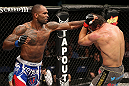 NOTTINGHAM, ENGLAND - SEPTEMBER 29:  (L-R) Jimi Manuwa punches Kyle Kingsbury during their light heavyweight fight at the UFC on Fuel TV event at Capital FM Arena on September 29, 2012 in Nottingham, England.  (Photo by Josh Hedges/Zuffa LLC/Zuffa LLC via Getty Images)