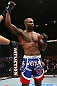 NOTTINGHAM, ENGLAND - SEPTEMBER 29:  Jimi Manuwa reacts after defeating Kyle Kingsbury during their light heavyweight fight at the UFC on Fuel TV event at Capital FM Arena on September 29, 2012 in Nottingham, England.  (Photo by Josh Hedges/Zuffa LLC/Zuffa LLC via Getty Images)