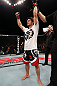 NOTTINGHAM, ENGLAND - SEPTEMBER 29:  Brad Pickett reacts after knocking out Yves Jabouin during their bantamweight fight at the UFC on Fuel TV event at Capital FM Arena on September 29, 2012 in Nottingham, England.  (Photo by Josh Hedges/Zuffa LLC/Zuffa LLC via Getty Images)