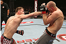 NOTTINGHAM, ENGLAND - SEPTEMBER 29:  (L-R) Stipe Miocic punches Strefan Struve during their heavyweight fight at the UFC on Fuel TV event at Capital FM Arena on September 29, 2012 in Nottingham, England.  (Photo by Josh Hedges/Zuffa LLC/Zuffa LLC via Getty Images)