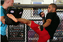 MINNEAPOLIS, MN - OCTOBER 02:  Jay Hieron works out for media and fans during an open training session at Cellar Kickboxing and Martial Arts on October 2, 2012 in Minneapolis, Minnesota.  (Photo by Josh Hedges/Zuffa LLC/Zuffa LLC via Getty Images)