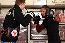 MINNEAPOLIS, MN - OCTOBER 02:  Marcus LeVesseur works out for media and fans during an open training session at Cellar Kickboxing and Martial Arts on October 2, 2012 in Minneapolis, Minnesota.  (Photo by Josh Hedges/Zuffa LLC/Zuffa LLC via Getty Images)