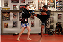 MINNEAPOLIS, MN - OCTOBER 02:  Marcus LeVesseur works out for media and fans during an open training session at Cellar Kickboxing and Martial Arts on October 2, 2012 in Minneapolis, Minnesota.  (Photo by Josh Hedges/Zuffa LLC/Zuffa LLC via Getty Images)