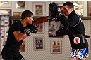 MINNEAPOLIS, MN - OCTOBER 02:  Marcus LeVesseur works out for media and fans during an open training session at Cellar Kickboxing and Martial Arts on October 2, 2012 in Minneapolis, Minnesota.  (Photo by Josh Hedges/Zuffa LLC/Zuffa LLC via Getty Images)