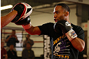 MINNEAPOLIS, MN - OCTOBER 02:  John Dodson works out for media and fans during an open training session at Cellar Kickboxing and Martial Arts on October 2, 2012 in Minneapolis, Minnesota.  (Photo by Josh Hedges/Zuffa LLC/Zuffa LLC via Getty Images)