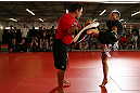 MINNEAPOLIS, MN - OCTOBER 02:  John Dodson works out for media and fans during an open training session at Cellar Kickboxing and Martial Arts on October 2, 2012 in Minneapolis, Minnesota.  (Photo by Josh Hedges/Zuffa LLC/Zuffa LLC via Getty Images)
