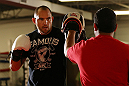 MINNEAPOLIS, MN - OCTOBER 02:  Travis Browne works out for media and fans during an open training session at Cellar Kickboxing and Martial Arts on October 2, 2012 in Minneapolis, Minnesota.  (Photo by Josh Hedges/Zuffa LLC/Zuffa LLC via Getty Images)
