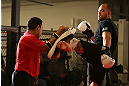 MINNEAPOLIS, MN - OCTOBER 02:  Travis Browne works out for media and fans during an open training session at Cellar Kickboxing and Martial Arts on October 2, 2012 in Minneapolis, Minnesota.  (Photo by Josh Hedges/Zuffa LLC/Zuffa LLC via Getty Images)