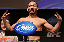 MINNEAPOLIS, MN - OCTOBER 04:  John Dodson weighs in during the UFC on FX weigh in at Pantages Theater on October 4, 2012 in Minneapolis, Minnesota.  (Photo by Josh Hedges/Zuffa LLC/Zuffa LLC via Getty Images)