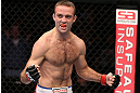 MINNEAPOLIS, MN - OCTOBER 05:  Jacob Volkmann reacts after submitting Shane Roller during their lightweight fight at the UFC on FX event at Target Center on October 5, 2012 in Minneapolis, Minnesota.  (Photo by Josh Hedges/Zuffa LLC/Zuffa LLC via Getty Images)