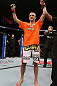 MINNEAPOLIS, MN - OCTOBER 05:  Jacob Volkmann reacts after submitting Shane Roller during their lightweight fight at the UFC on FX event at Target Center on October 5, 2012 in Minneapolis, Minnesota.  (Photo by Josh Hedges/Zuffa LLC/Zuffa LLC via Getty Images)