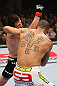 MINNEAPOLIS, MN - OCTOBER 05:  (L-R) Jake Ellenberger punches Jay Hieron during their welterweight fight at the UFC on FX event at Target Center on October 5, 2012 in Minneapolis, Minnesota.  (Photo by Josh Hedges/Zuffa LLC/Zuffa LLC via Getty Images)