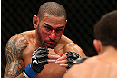 MINNEAPOLIS, MN - OCTOBER 05:  (L-R) Jay Hieron squares off with Jake Ellenberger during their welterweight fight at the UFC on FX event at Target Center on October 5, 2012 in Minneapolis, Minnesota.  (Photo by Josh Hedges/Zuffa LLC/Zuffa LLC via Getty Images)