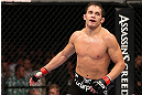 MINNEAPOLIS, MN - OCTOBER 05:  Jake Ellenberger reacts after his welterweight fight against Jay Hieron at the UFC on FX event at Target Center on October 5, 2012 in Minneapolis, Minnesota.  (Photo by Josh Hedges/Zuffa LLC/Zuffa LLC via Getty Images)