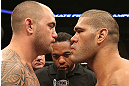 MINNEAPOLIS, MN - OCTOBER 05: Travis Browne (L) and Antonio Silva (R) receive final instructions from referee Herb Dean before their fight at the UFC on FX event on October 5, 2012 in Minneapolis, Minnesota.  (Photo by Josh Hedges/Zuffa LLC/Zuffa LLC via Getty Images)