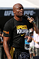 RIO DE JANEIRO, BRAZIL - OCTOBER 10:  Anderson Silva addresses the fans after an open training session ahead of UFC 153 at Arcos da Lapa: Praca Cardeal Camara on October 10, 2012 in Rio de Janeiro, Brazil.  (Photo by Josh Hedges/Zuffa LLC/Zuffa LLC via Getty Images)