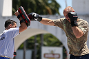 RIO DE JANEIRO, BRAZIL - OCTOBER 10:  Dave Herman works out for fans and media during an open training session ahead of UFC 153 at Arcos da Lapa: Praca Cardeal Camara on October 10, 2012 in Rio de Janeiro, Brazil.  (Photo by Josh Hedges/Zuffa LLC/Zuffa LLC via Getty Images)