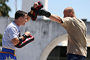 RIO DE JANEIRO, BRAZIL - OCTOBER 10:  Dave Herman works out for fans and media during an open training session ahead of UFC 153 at Arcos da Lapa: Praca Cardeal Camara on October 10, 2012 in Rio de Janeiro, Brazil.  (Photo by Josh Hedges/Zuffa LLC/Zuffa LLC via Getty Images)