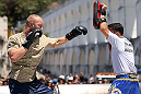 RIO DE JANEIRO, BRAZIL - OCTOBER 10:  Dave Herman works out for fans and media during an open training session ahead of UFC 153 at Arcos da Lapa: Praca Cardeal Camara on October 10, 2012 in Rio de Janeiro, Brazil.  (Photo by Josh Hedges/Zuffa LLC/Zuffa LLC via Getty Images)