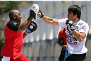RIO DE JANEIRO, BRAZIL - OCTOBER 10:  Erick Silva works out for fans and media during an open training session ahead of UFC 153 at Arcos da Lapa: Praca Cardeal Camara on October 10, 2012 in Rio de Janeiro, Brazil.  (Photo by Josh Hedges/Zuffa LLC/Zuffa LLC via Getty Images)