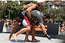 RIO DE JANEIRO, BRAZIL - OCTOBER 10:  Stephan Bonnar works out for fans and media during an open training session ahead of UFC 153 at Arcos da Lapa: Praca Cardeal Camara on October 10, 2012 in Rio de Janeiro, Brazil.  (Photo by Josh Hedges/Zuffa LLC/Zuffa LLC via Getty Images)
